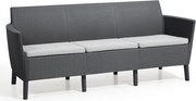 Ogrodowa polirattanowa sofa SALEMO - trzyosobowa, grafitowa