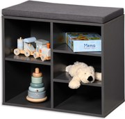 Szafka na buty z siedziskiem, 5 przegródek, MDF, antracytowy, Kesper