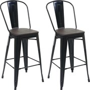 Metalowy stołek barowy MCW-A73 (zestaw 2 sztuk),  czarny