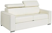 Kanapa 3-osobowa rozkładana typu express z białej skóry bawolej - Miejsce do spania 140 cm - Materac 14 cm - VIZIR
