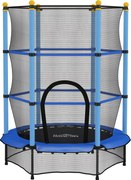 HOMCOM Trampolina dla Dzieci, Ø140 cm, z Siatką Bezpieczeństwa, do Wnętrz i na Zewnątrz, Stal, Plastik, Obciążenie do 50 kg, Niebieska