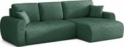 Stylowy narożnik rozkładany prawostronny  IVO XL 280x142 cm w tkaninie CENTAUR 12 butelkowej zieleni