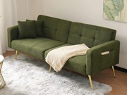 Rozkładana kanapa z regulowanym oparciem - 2 miejsca - tkanina boucle - Zielona