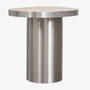 Stolik Pomocniczy Z Naturalnego Kamienia I Stali Nierdzewnej Fertrix Travertine - Sklum