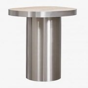 Stolik Pomocniczy Z Trawertynu I Stali Nierdzewnej Fertrix Travertine - Sklum