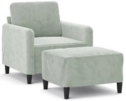 Jasnoszary nowoczesny wypoczynkowy fotel z podnóżkiem C3-R39