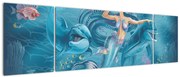 Obraz - Syrenka z delfinami (170x50 cm)