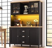 Mebel kuchenny - 120x40x179 cm - 4 drzwi i 3 szuflady - z oświetleniem LED - Czarny