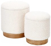 ZESTAW 2x Taboret CANCUN śr. 31/38 cm biały/brązowy