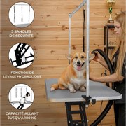 Czarny hydrauliczny stół pielęgnacyjny - szary blat