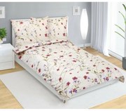 Bellatex Pościel bawełniana Kwiatki beżowy, 140 x 200 cm, 70 x 90 cm