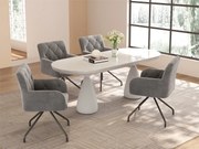 Zestaw 4 tapicerowanych krzeseł z weluru z metalowymi nogami - Jasnoszary