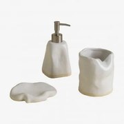 Zestaw Łazienkowy Z Kamionki Tuvan Biała - Sklum