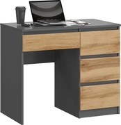 Biurko Komputerowe Z 4 Szufladami Antracyt + Dąb Wotan N2-A05