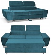 Sofa kanapa Bosso salon Family meble niebieski welur reg zagłówek