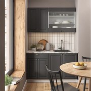 Pojedyncza kuchnia antracytowo-złoto-biały 140x60x81.6 fame-line