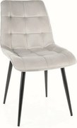 Krzesło tapicerowane CHIC VELVET jasnoszare