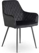 Krzesło Tapicerowane do Jadalni BRESSO Czarne Welurowe Nowoczesne Loft