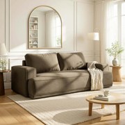 Sofa z Funkcją Spania CAMELIA Brązowa Boucle Nowoczesna