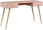 Różowe biurko scandi na drewnianych nóżkach B3-M68