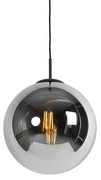 Lampa wisząca w stylu art deco czarna z przydymionym szkłem 30 cm - Pallon