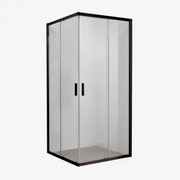 Kwadratowa Kabina Prysznicowa Z Drzwiami Przesuwnymi, Szkłem Hartowanym 6 Mm I Aluminium Brent Czarny Matowy & Transparent & 70 X 70 X 195 Cm - Sklum