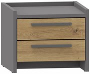 Szafka nocna z szufladami dąb artisan + antracyt K9-G15