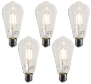 Zestaw 5 żarówek LED E27 Filament ST64 Przezroczyste 4W 470 lm 2700K