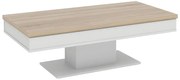 Stolik kawowy ASTULIA – z miejscem do przechowywania – kolor biały – blat o wyglądzie drewna dębowego