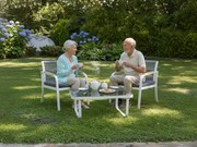 Mały zestaw balkonowy 2 fotele stolik aluminium komplet kawowy