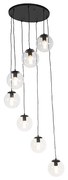 Lampa wisząca w stylu art deco czarna 7-światłowa - Pallon ArtDeco Oswietlenie wewnetrzne