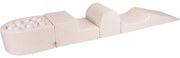 Piankowy Zestaw Do Zabawy Z Suchym Basenem 57x45x30cm/100 Piłek 7cm, Plac Zabaw Dla Dziecka, 5 Elementów, Boucle, Biały, Piłki: Białe - Meowbaby®