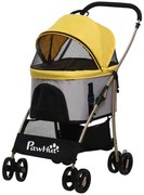 Outsunny Wózek dla Psa 2w1 Składany 1 Koszyk 1 Kieszeń Żółty do 20kg | Aosom PL