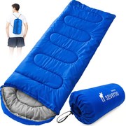 Śpiwór turystyczny mumia z kapturem SUMMER CAMP 210x75 cm niebieski + pokrowiec