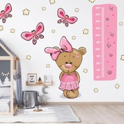 Naklejki na ścianę - Metr - Niedźwiadek i motylki