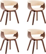 Zestaw 4 krzeseł do jadalni kremowych z giętym drewnem i skórą ekologiczną