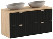 Podwójna szafka z blatem pod umywalkę czarny + orzech B7-K44