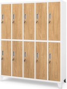 Szafka BHP ubraniowa biała/złoty dąb: Eco Design 10-drzwiowa BARTEK