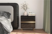 Czarna szafka nocna Dancan MARIKA ze złotymi dodatkami