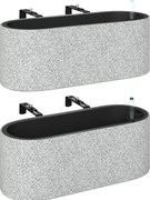 Outsunny Zestaw 2 Donic Wiszących z Systemem Drenażu i Haczykami 42 x 16 x 15 cm Jasnoszary | Aosom PL