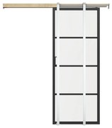 Drzwi przesuwne chowane w ścianie - aluminium i przezroczyste szkło hartowane - wys. 205 x szer. 93 cm - SINCA II