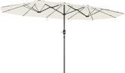 Outsunny Podwójny Parasol 436 x 260 cm, Stal z Ochroną UV z Korbką, Beżowy