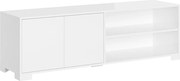 Stojak pod telewizor 2-drzwiowy Lumina 150x40x40 cm, biały połysk z otwartą półką
