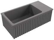Umywalka betonowa ryflowana nablatowa / wisząca prostokątna 60 x 30 cm WELLE | różne kolory : Kolor - Popielaty, Typ montażu - nablatowa