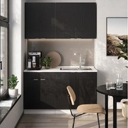 Pojedyncza kuchnia czarny w paski/biały 140x60x81.6 fame-line