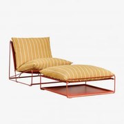 Zestaw Ogrodowy Z Fotelem I Pufem Rozkładanym Amaro Miód Żółty - Chocolate & Blk Frame - Sklum