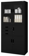 Biurowa szafa metalowa z sejfem na akta i dokumenty FILIP, 900 x 1850 x 400 mm, czarna