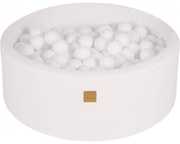 Okrągły Suchy Basen Z Piłeczkami 7cm Dla Dziecka, 90x30cm/200 Piłek, Boucle, Biały, Piłki: Białe - Meowbaby®