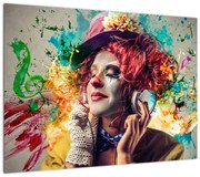 Obraz - Artystka ze słuchawkami (70x50 cm)