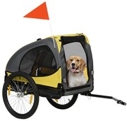 PawHut przyczepka dla psów, składany przyczepka rowerowa, przyczepka dla psów, Żółty
